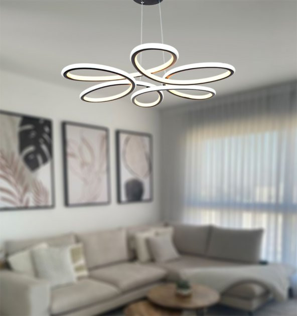 TT Aydınlatma TT308-SY  Papatya Modeli Mat Siyah 2 Renk Modüllü Led Avize - 2