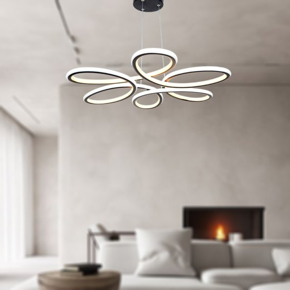 TT Aydınlatma TT308-SY  Papatya Modeli Mat Siyah 2 Renk Modüllü Led Avize - 4