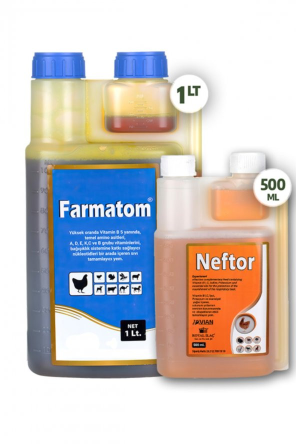 2li Set Kuşlar Için Farmatom Vitamin 1 Lt Neftor Hırıltı Seti 500 ml