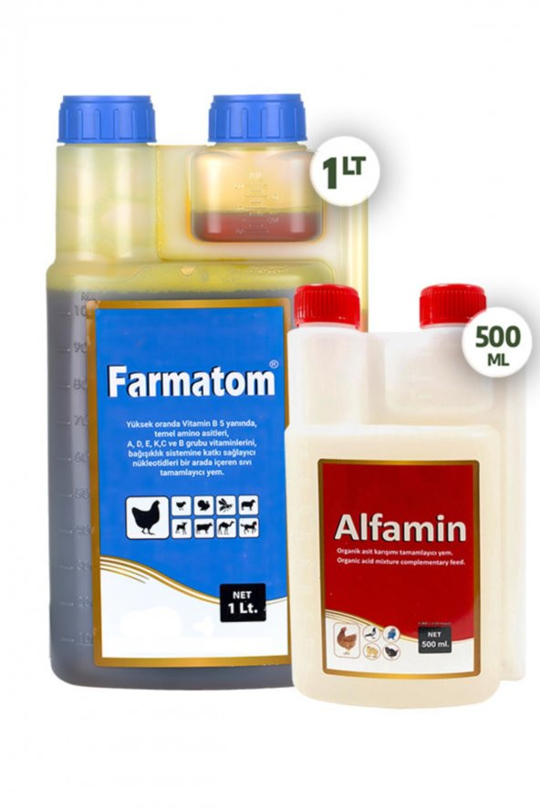 2li Set Kuşlar Için Farmatom Vitamin 1lt Alfamin Ishal Seti 500ml