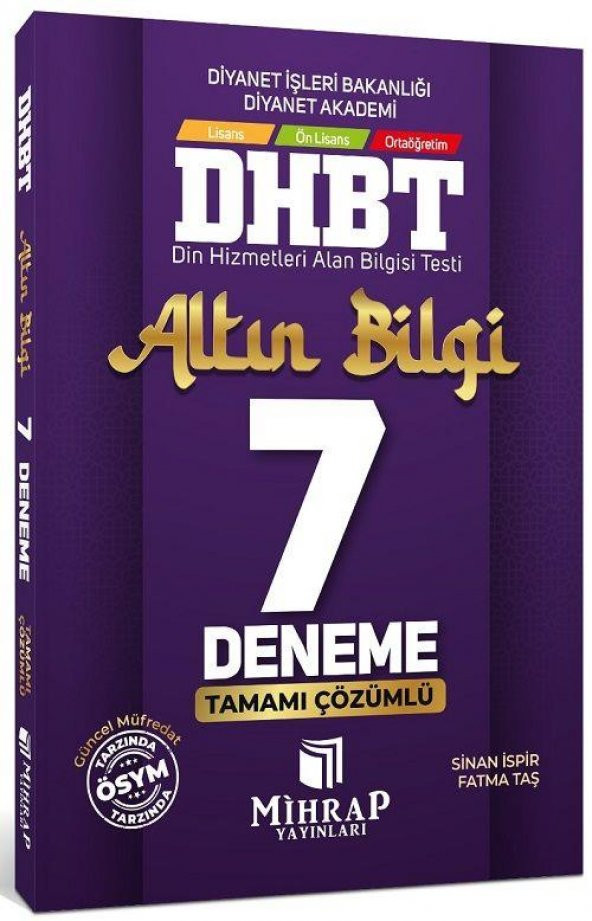 DHBT Tüm Adaylar Altın Bilgi 7 Deneme Çözümlü Mihrap Yayınları