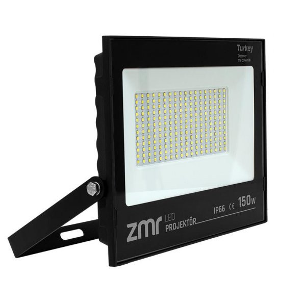 ElectroNaz 150 WATT BEYAZ 6500K IP66 150* IŞIK AÇISI 220 VOLT SİYAH SLİM KASA LED PROJEKTÖR