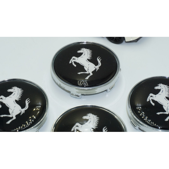 DK Tuning Ferrari Gümüş Siyah Jant Göbeği Kapak Seti 60mm - 3