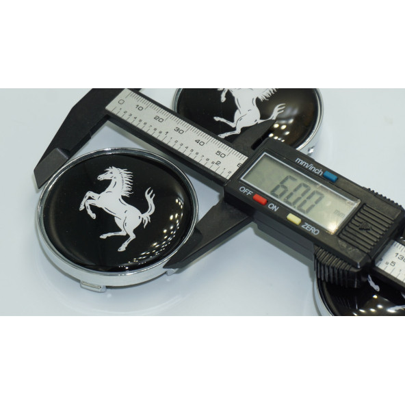 DK Tuning Ferrari Gümüş Siyah Jant Göbeği Kapak Seti 60mm - 5