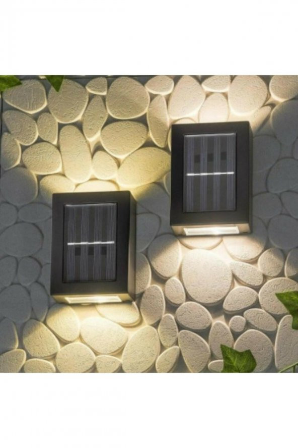 Solar Çift Taraflı Duvar Lambası Güneş Enerjili Aydınlatma Dekorasyon Aplik Işık (2 Adet)