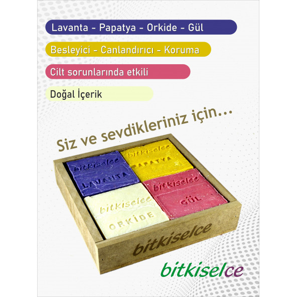 Bitkiselce El Yapımı Çiçek Serisi Sabun (Lavanta-Orkide-Gül-Papatya)