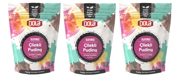 Dola Glutensiz Çilekli Puding 100 gr 3 Adet