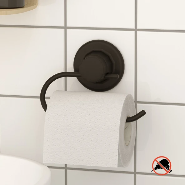 TEKNOTEL DELME VİDA MATKAP YOK!  VAKUMLU TUVALET KAĞITLIK MAT SİYAH DM239