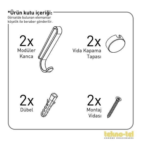 TEKNOTEL ÜÇ KATLI LAMALI BANYO RAFI KANCALI KROM ES065H - 5
