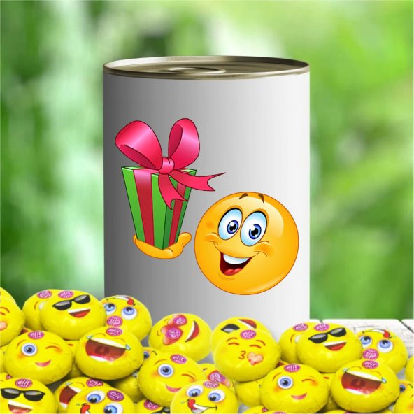 Smiley with Gift Emojili Çikolata Konservesi E29