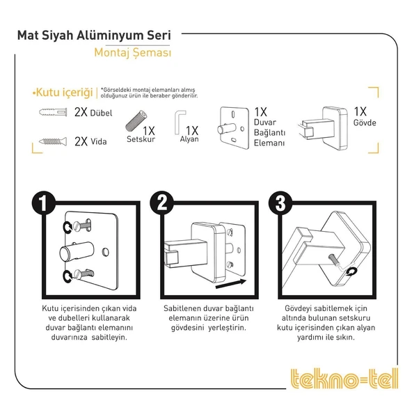 TEKNOTEL ÖMÜR BOYU PASLANMAZ TUVALET KAĞITLIK MAT SİYAH MG394 - 9