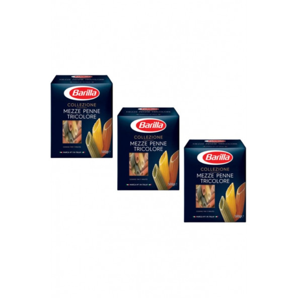 Barilla Mezze Penne Tricolore Makarna 500 G X 3 Adet (sebzeli Makarna)