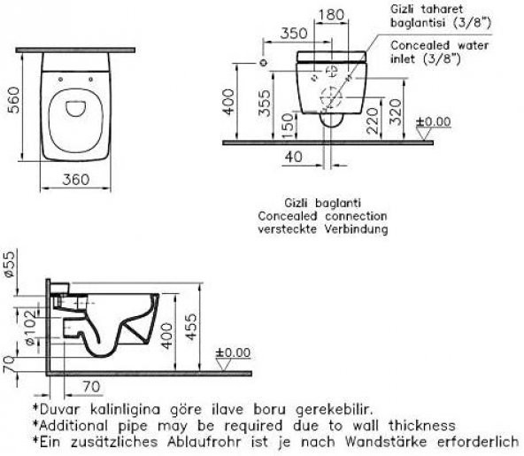 VitrA Metropole Rim-ex Asma Klozet Deterjan Hazneli-Beyaz 7672B003-1685 - 4