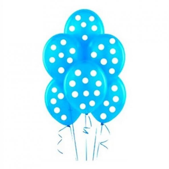 Mavi Renk Puantiyeli Balon 10 Adet