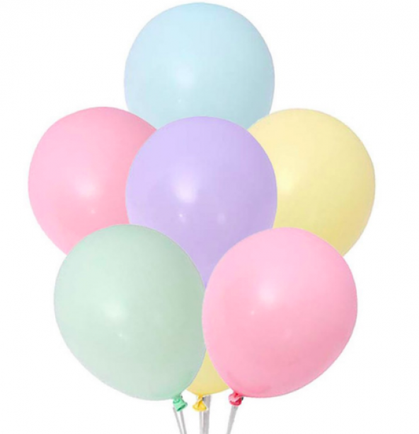 Karışık Renk Makaron Balon 10 Adet