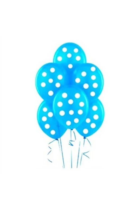 Mavi Renk Puantiyeli Balon 25 Adet