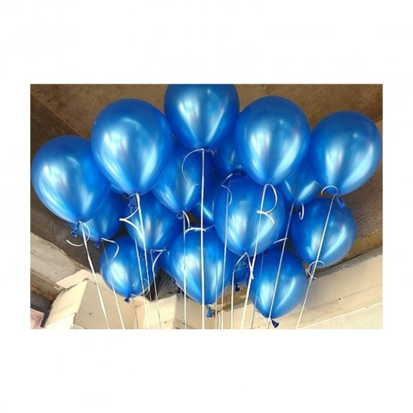 Metalik Balon Mavi 25 Adet