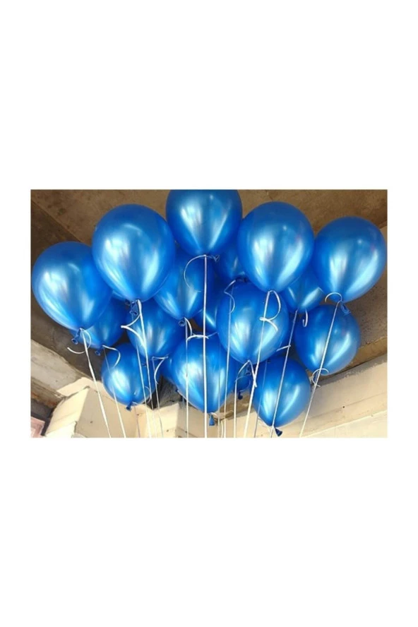 Metalik Balon Mavi 10 Adet