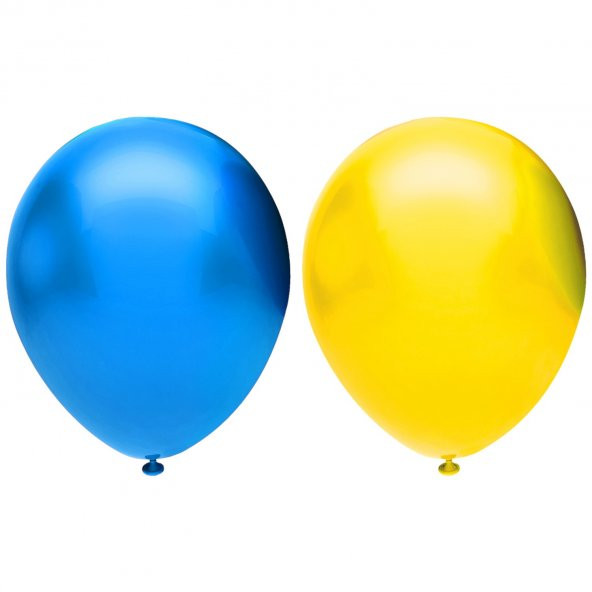 Metalik Balon Sarı Mavi 10 Adet