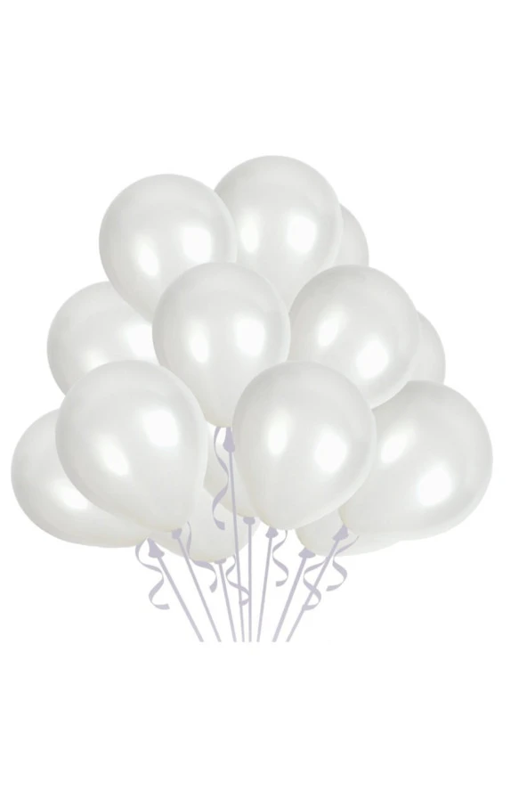 Metalik Balon Beyaz 10 Adet