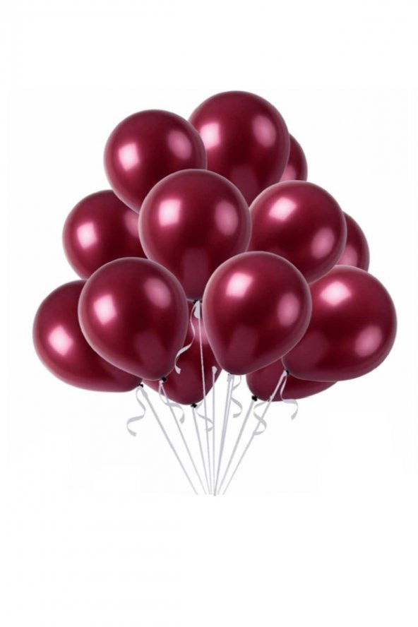 Bordo Renk Metalik Balon 25 Adet