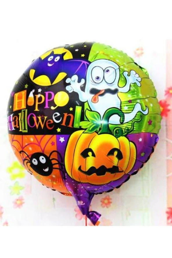 Halloween Örümcekli Kabaklı Folyo Balon 18 inç