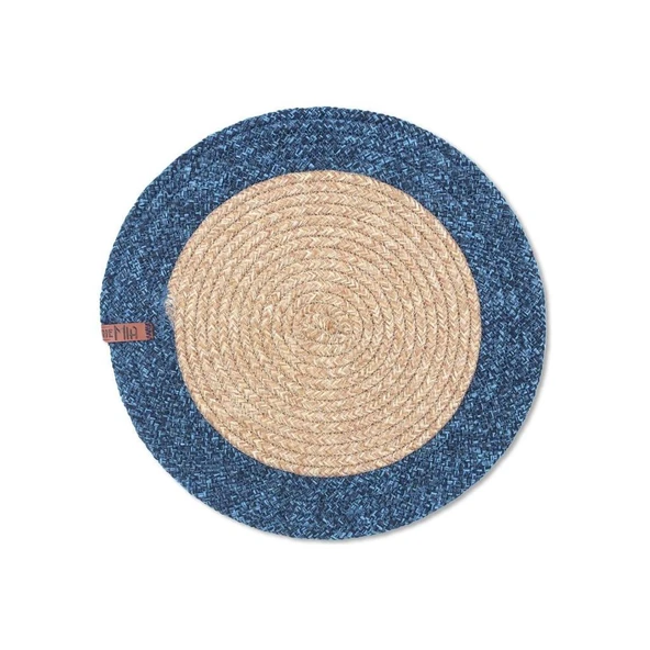 THE MİA JÜT AMERİKAN SERVİS BAMBU LACİVERT 35x35 CM