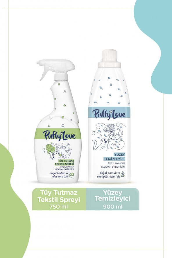 Hayvan Dostu Tüy Tutmaz Tekstil Spreyi 750 Ml + Yüzey Temizleyici 900 Ml