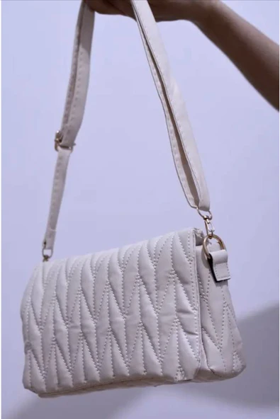 Bagorama SUVA Kapitone Saten Deri Çıtçıt Kapama Omuz, Kol Ve El Çantası - 3