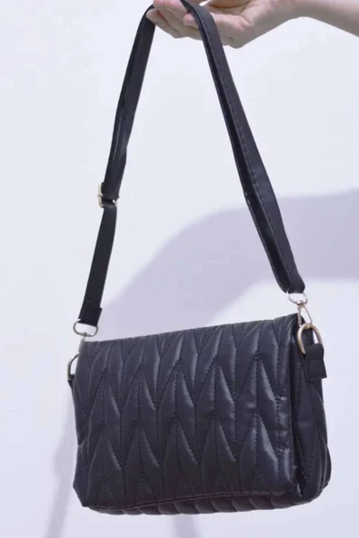 Bagorama SUVA Kapitone Saten Deri Çıtçıt Kapama Omuz, Kol Ve El Çantası