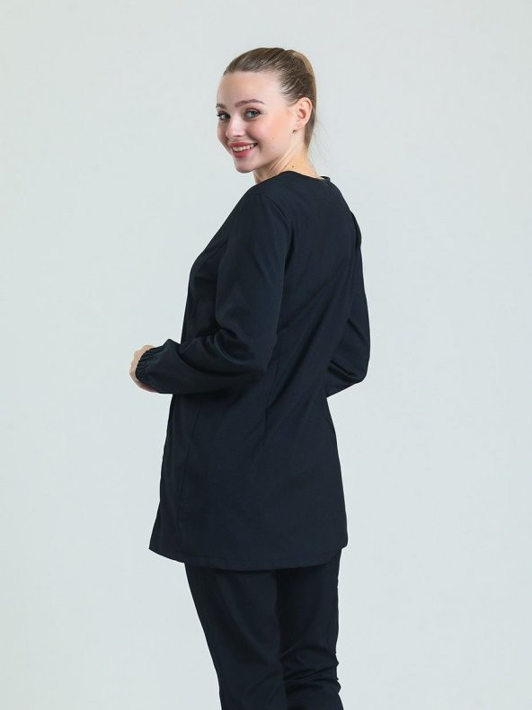 Wio Uniform TULİP Kadın Likralı Tesettür Siyah Üniforma Üst - Resim 2