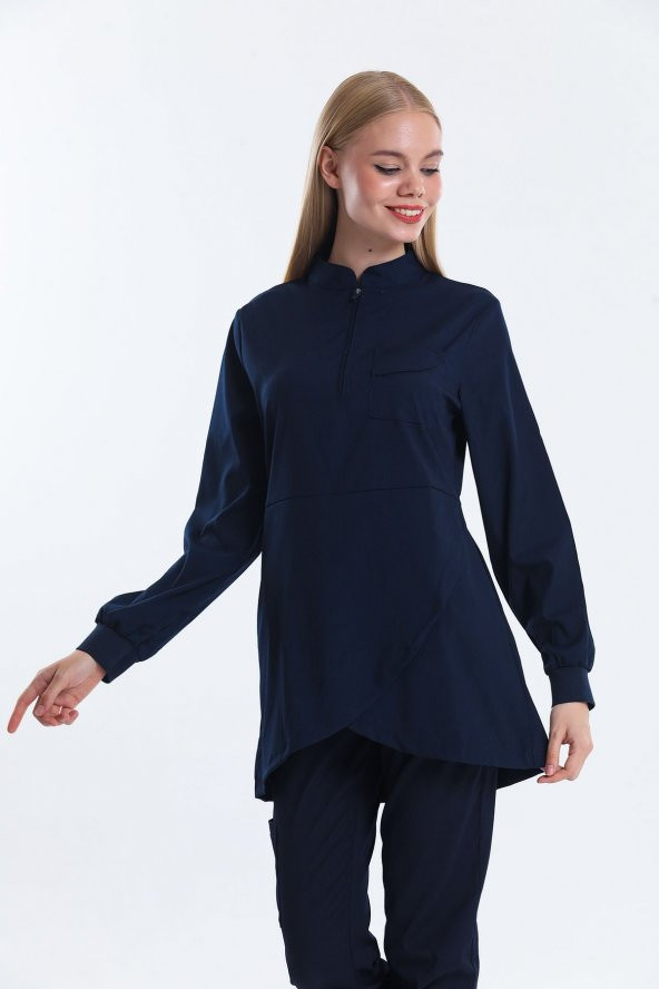 Wio Uniform JASMINE - Kadın Likralı Lacivert Tesettür Üniforma Üst ürün görseli