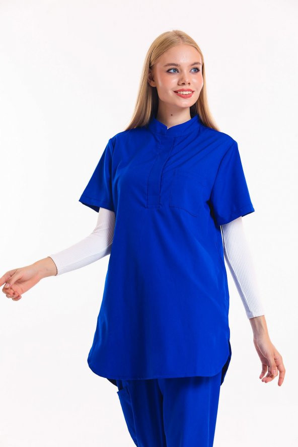 Wio Uniform MELİN - Kadın Likralı Royal Mavi Tesettür Üniforma Üst ürün görseli