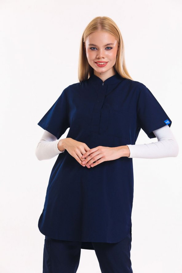 Wio Uniform MELİN - Kadın Likralı Lacivert Tesettür Üniforma Üst