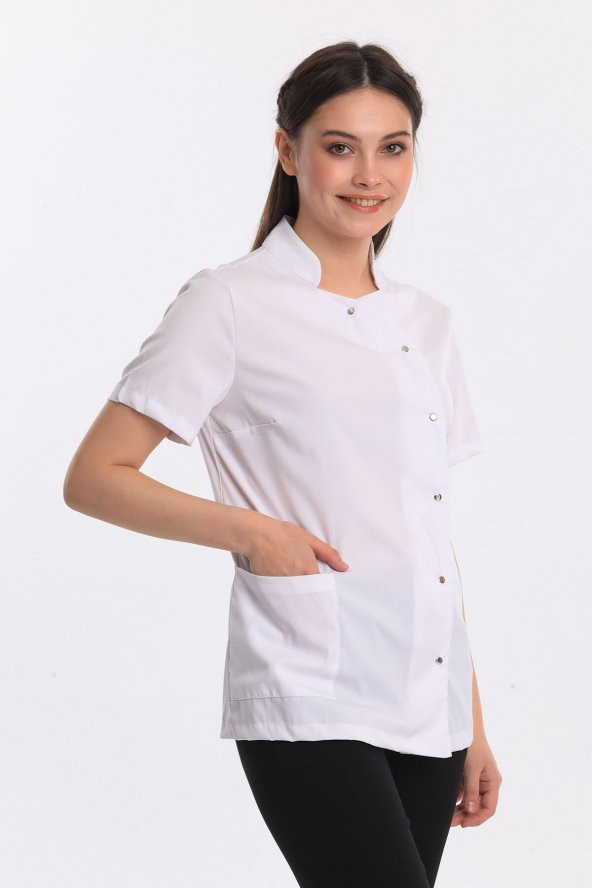 Wio Uniform COSMOS- Kadın Likralı Beyaz Üniforma Üst