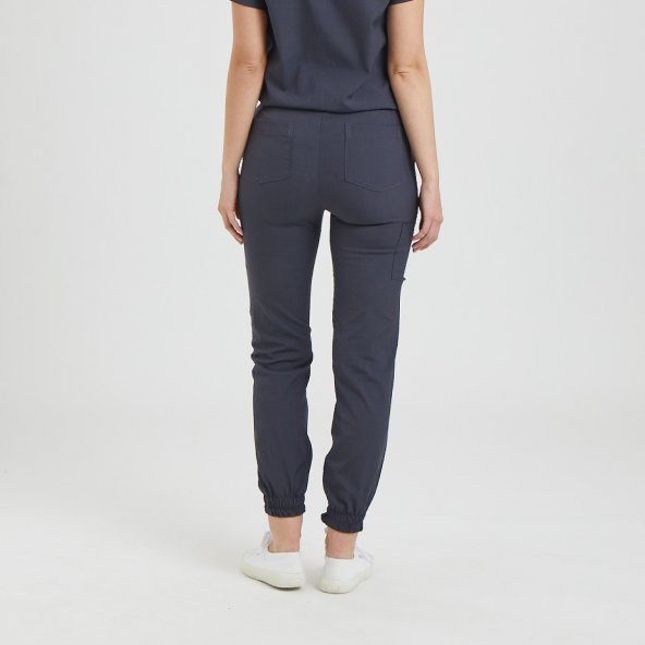 JOGGER Kadın Likralı Üniforma Pantolon- Koyu Gri - 3