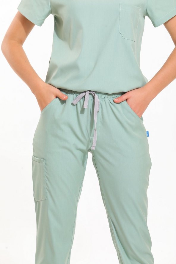 JOGGER Kadın Likralı Üniforma Pantolon - Mint Yeşili - 2