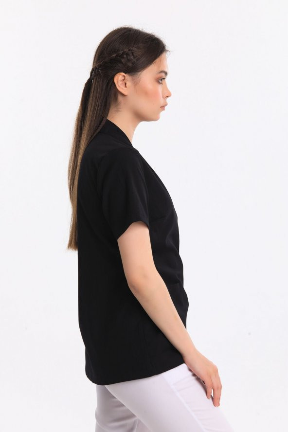 Wio Uniform COSMOS- Kadın Likralı Siyah Üniforma Üst - Resim 2