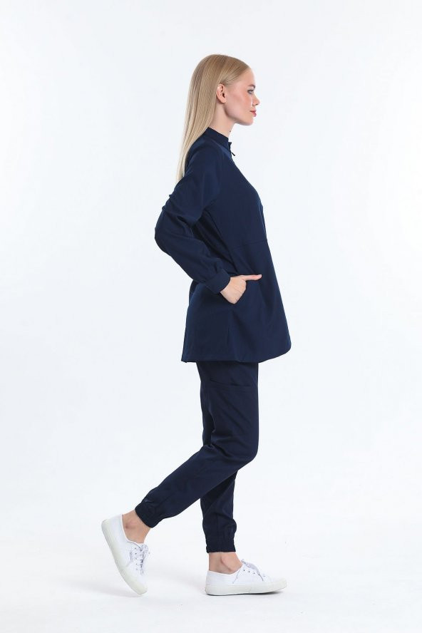 Wio Uniform JASMINE - Kadın Likralı Lacivert Tesettür Üniforma Takımı - 3