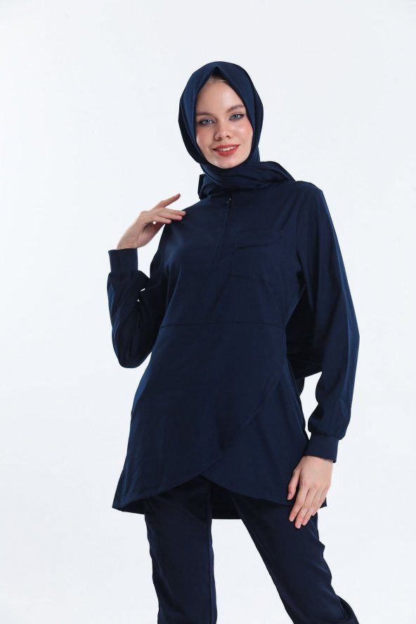 Wio Uniform JASMINE - Kadın Likralı Lacivert Tesettür Üniforma Takımı - 4