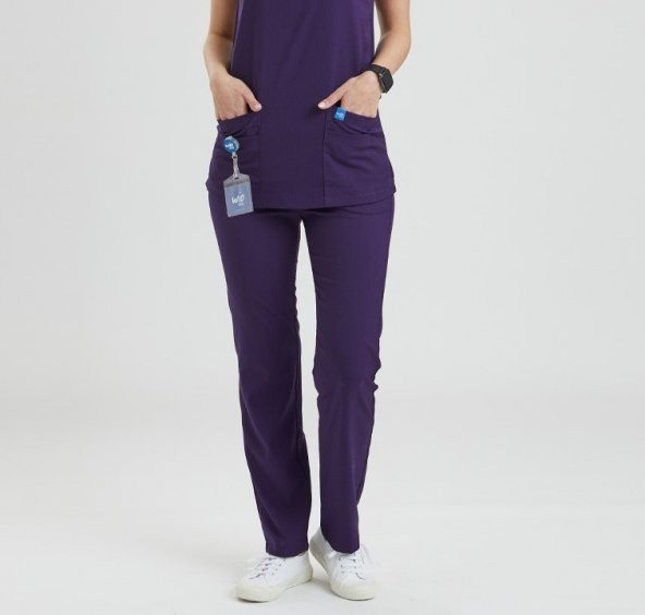 Wio Uniform BASIC- Kadın Likralı Mor Üniforma Pantolon
