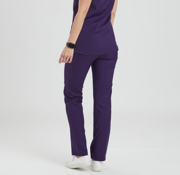 Wio Uniform BASIC- Kadın Likralı Mor Üniforma Pantolon - 2