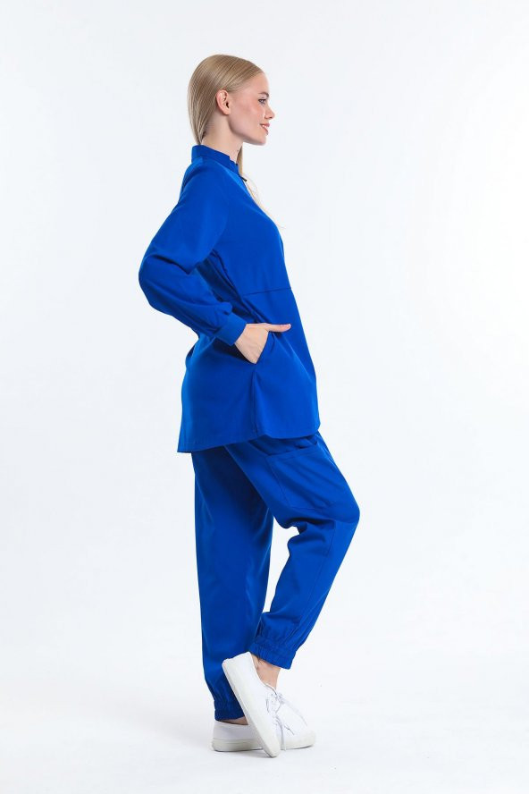 Wio Uniform JASMINE - Kadın Likralı Royal Mavi Tesettür Üniforma Takımı - 3