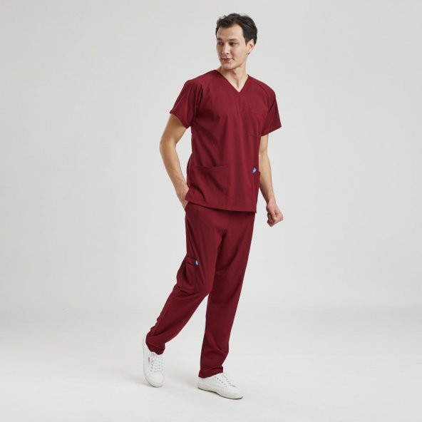 Wio Uniform BASIC- Erkek Likralı Bordo Üniforma Pantolon - 3