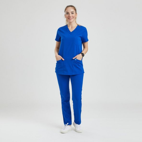 Wio Uniform BASIC- Kadın Likralı Royal Mavi Üniforma Pantolon - 3