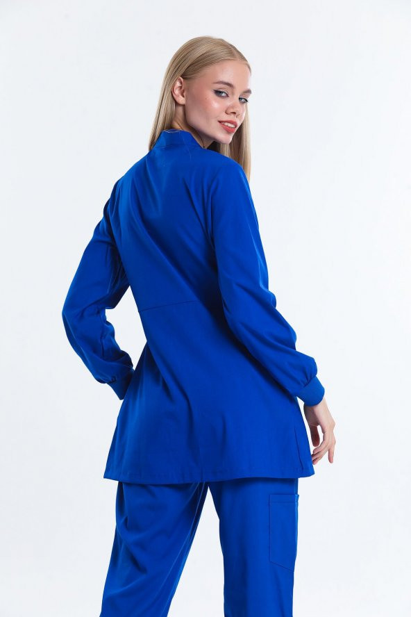 Wio Uniform JASMINE - Kadın Likralı Royal Mavi Tesettür Üniforma Üst - 3