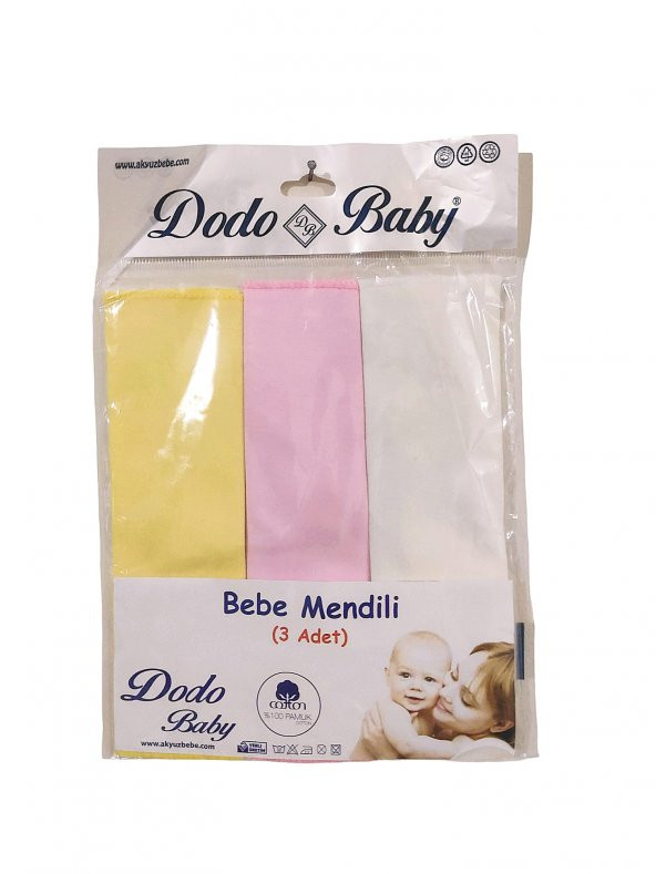 Akyüz Bebe Dodo Baby Pamuklu Renkli 100 Organik Bebek Ağız Mendili 3^lü - 2