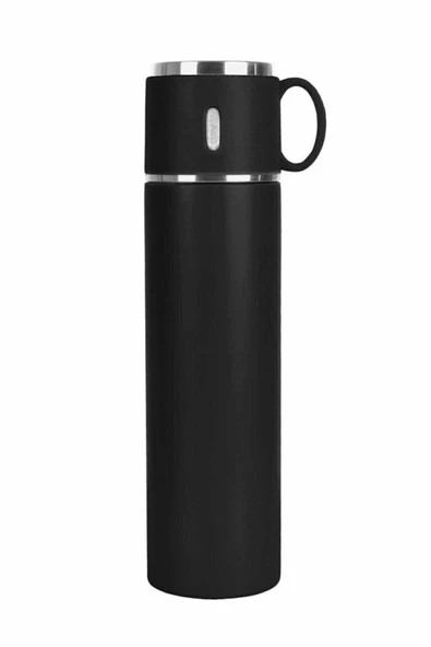 316l Kaliteli Paslanmaz Çelik 580 ml Bardaklı Termos Siyah