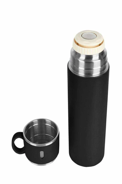 316l Kaliteli Paslanmaz Çelik 580 ml Bardaklı Termos Siyah - 2