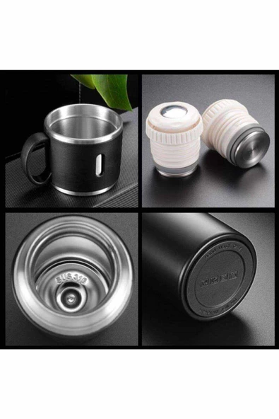316l Kaliteli Paslanmaz Çelik 580 ml Bardaklı Termos Siyah - 5